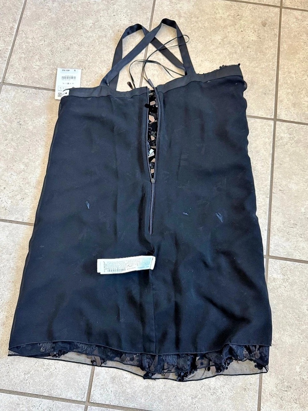 ZARA Black Sequin Embellished Mesh Mini Party Dress Size M NWT - Picture 9 of 14